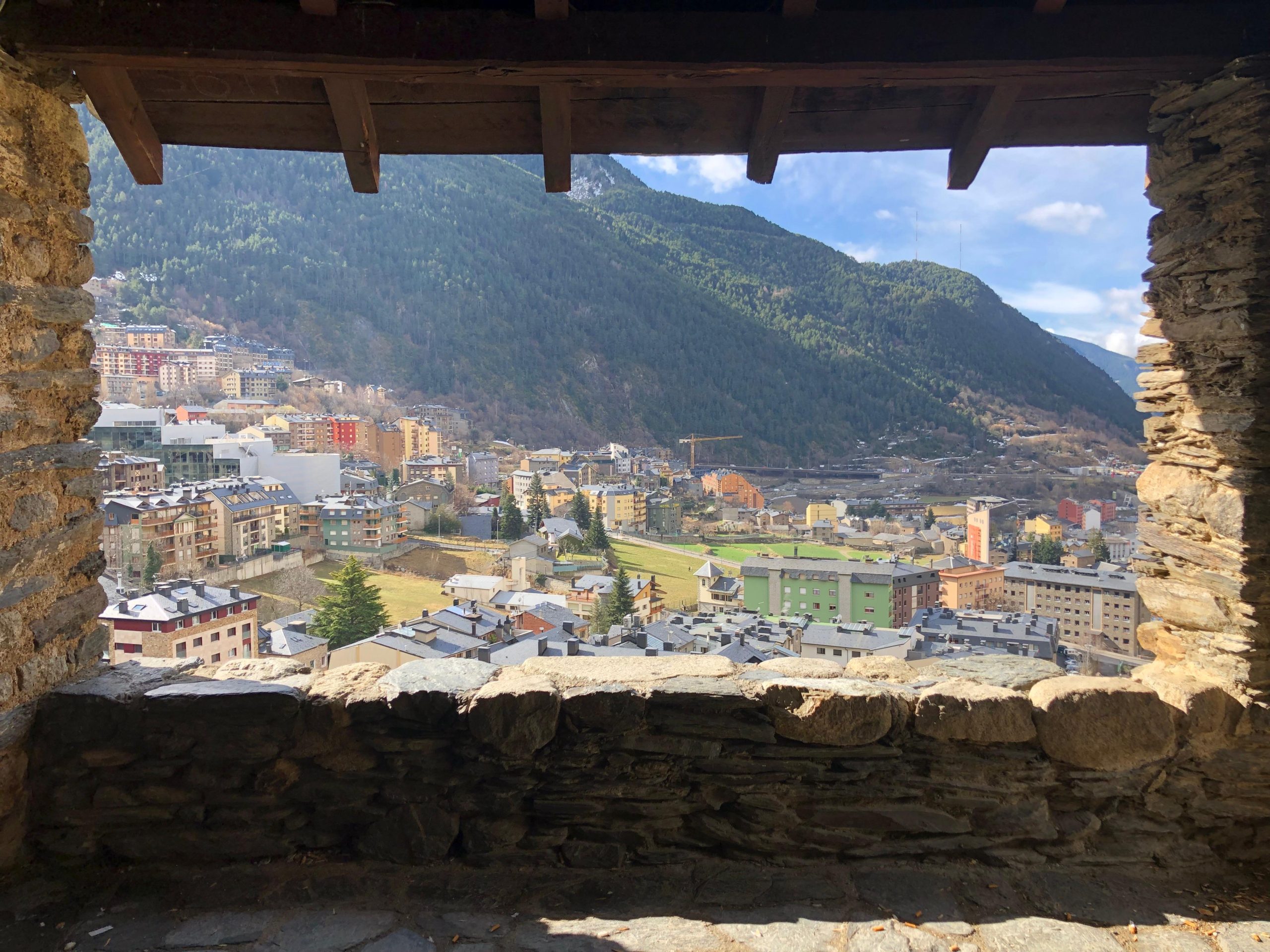 View of Andorra la Vella from a stone viewpoint